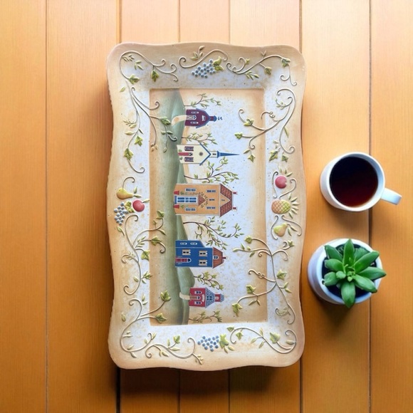 PartyLite Winding Lane Decorative Platter by Susan Winget Multicolor - Picture 4 of 5